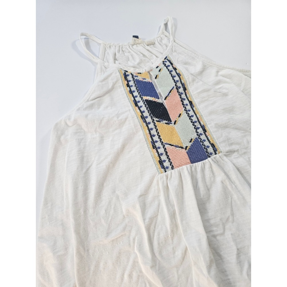 Roxy Embroidered Halter Tank Top Womens S White‎ Boho Beach Summer